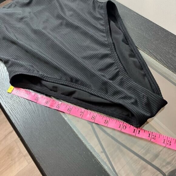 Calvin Klein X Fit Infinite Stretch One Piece Ribbed Black Swimsuit Lined Sporty - Picture 9 of 14